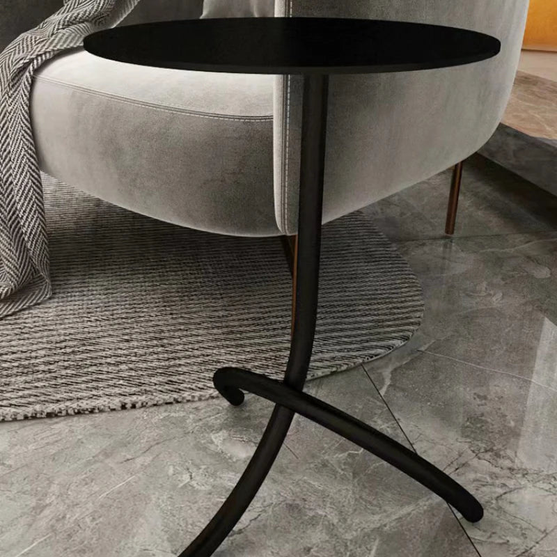 Vintage Side Table with J-Shaped Stainless Steel Frame Sofa Desk Light Luxury Coffee Table for Living Room Modern Home Furniture