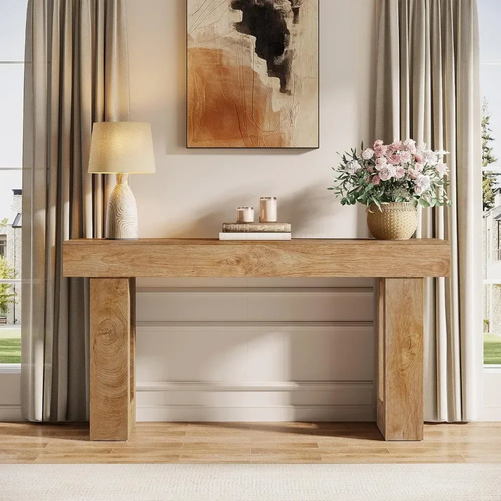 63-Inch Long Console Table, Wooden Rectangular Sofa Table Behind The Couch, Farmhouse Entryway Table for Entrance