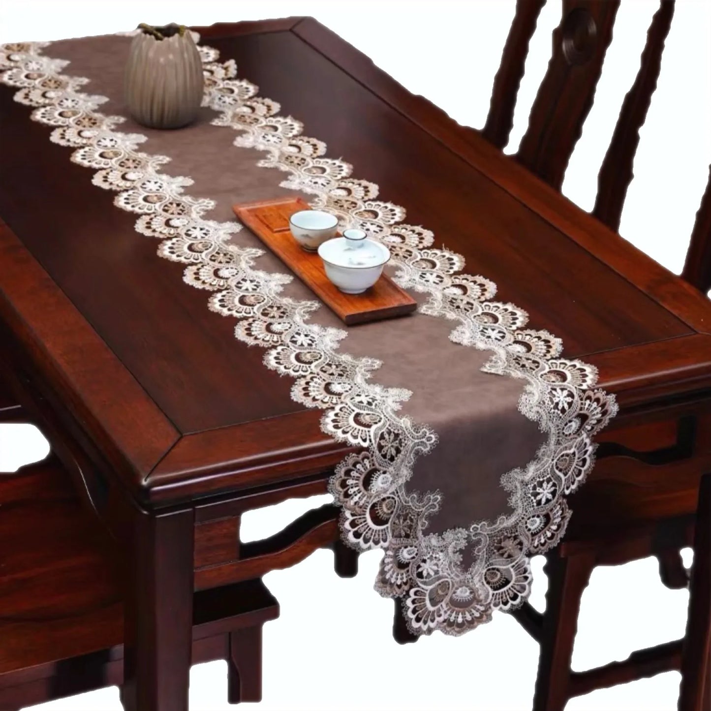 Lace table runner American luxury waterproof and oil-proof pu dining table shoe cabinet strip tablecloth table runner