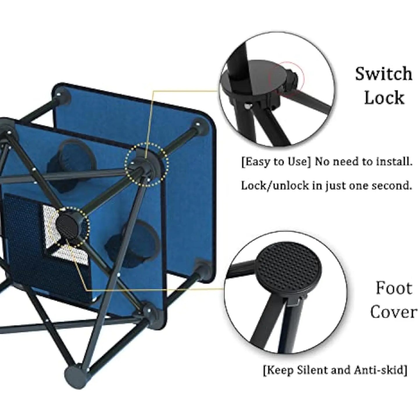 Folding Camping Table, Portable Outdoor Picnic Table, Lightweight Square Camp Table with Built-in 4 Cup Holders Food Basket and