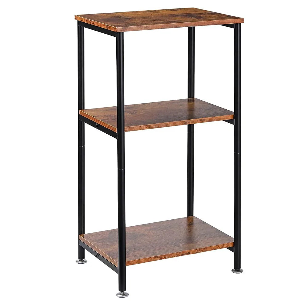 3-Tier Metal Frame End Table with Storage Shelve for Bedroom Living Room Bedside Table