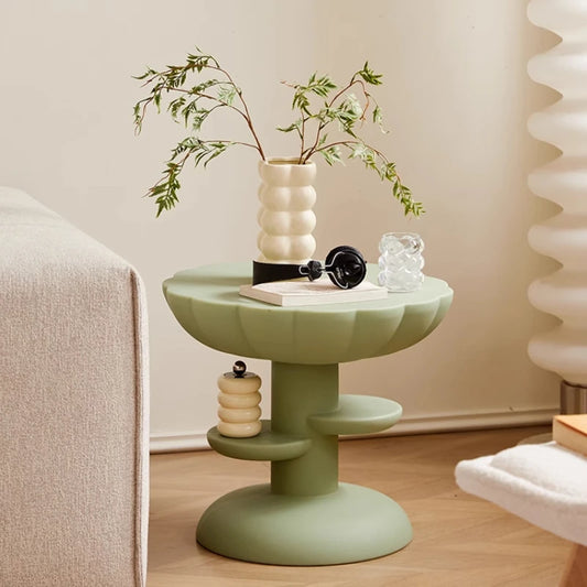 Cream Style Creative Flower Coffee Table Simple Double Storage Tray Edge Table Living Room Decoration Bedroom Bedside Cabinet
