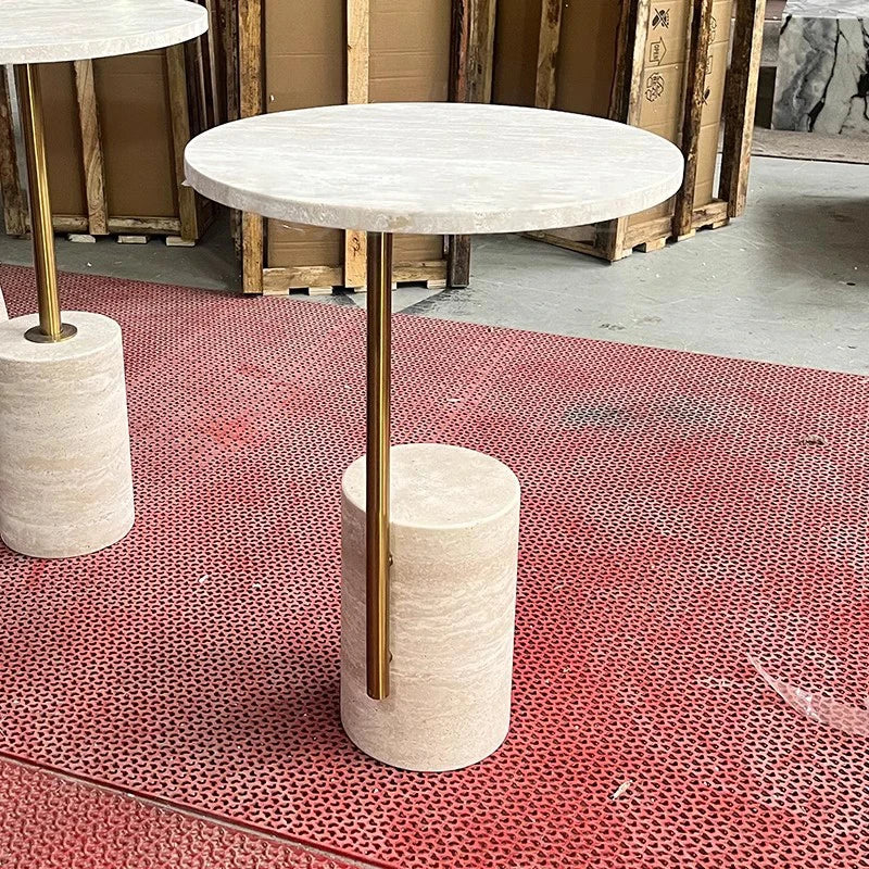 Coffee Table,Small Size Living Room Sofa Round Stone Travertine Side Coffee Table For Restaurant Hotel
