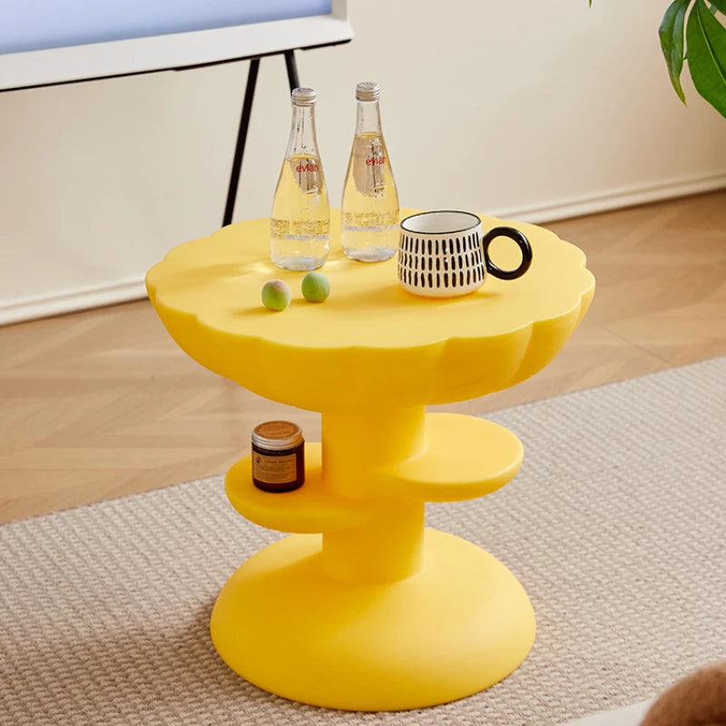Cream Style Creative Flower Coffee Table Simple Double Storage Tray Edge Table Living Room Decoration Bedroom Bedside Cabinet