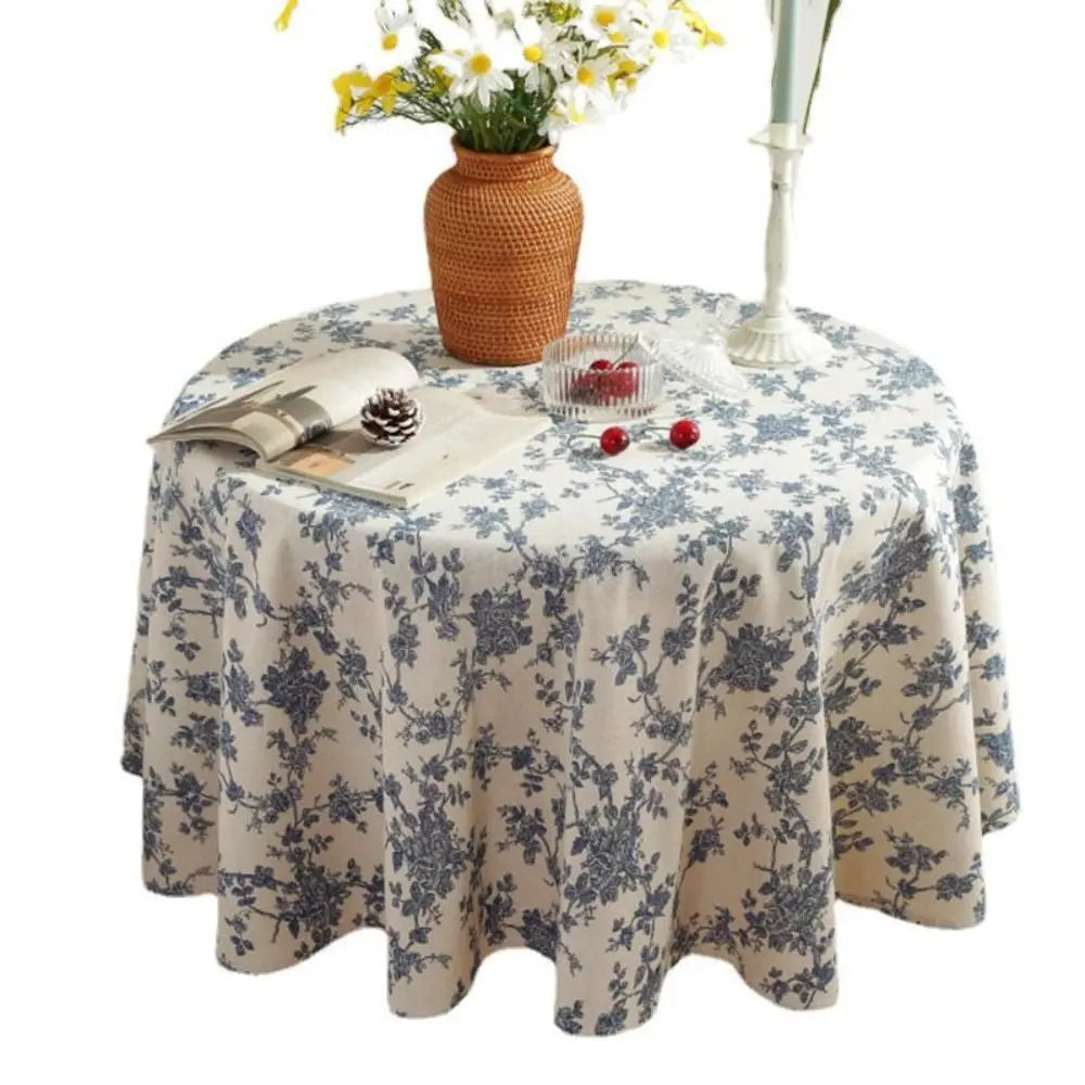 Cotton Small Round Table Cloth BlueTable Cloth Circle/Square Floral Tablecloth Home