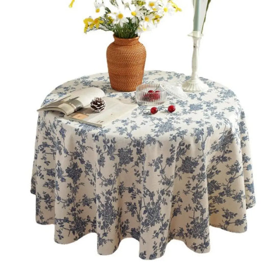 Cotton Small Round Table Cloth BlueTable Cloth Circle/Square Floral Tablecloth Home
