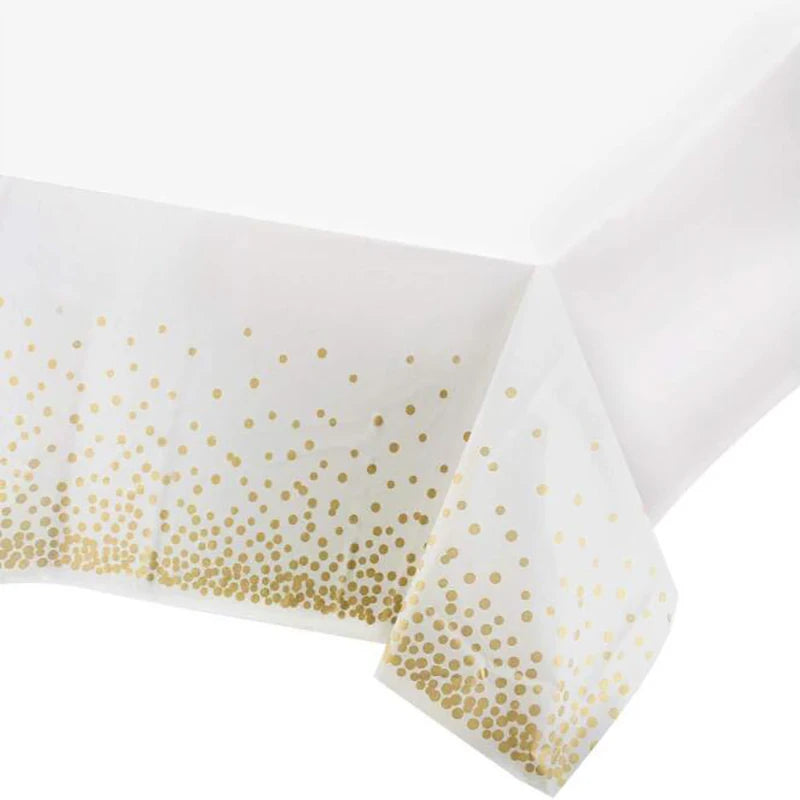 Tablecloth Decoration Supplies Bronzing Black Dots Disposable Birthday Wedding Golden Rose Gold Silver Banquet Tablecloth
