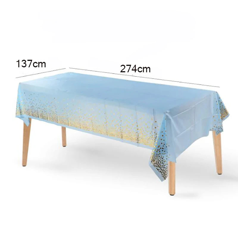 Tablecloth Decoration Supplies Bronzing Black Dots Disposable Birthday Wedding Golden Rose Gold Silver Banquet Tablecloth