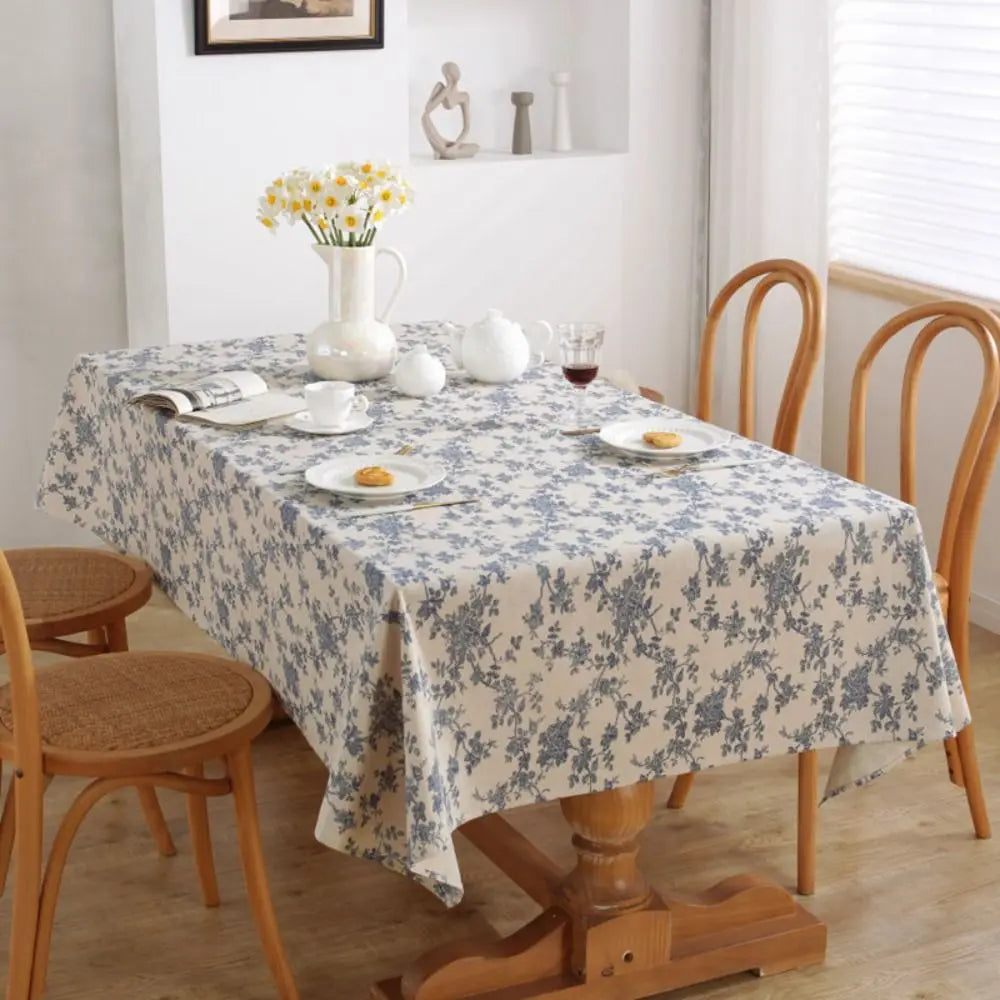 Cotton Small Round Table Cloth BlueTable Cloth Circle/Square Floral Tablecloth Home