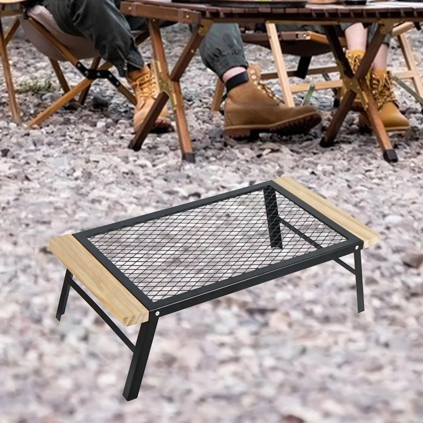 Folding Camping Table Lightweight Desk Mesh Table for Garden Hiking Barbecue