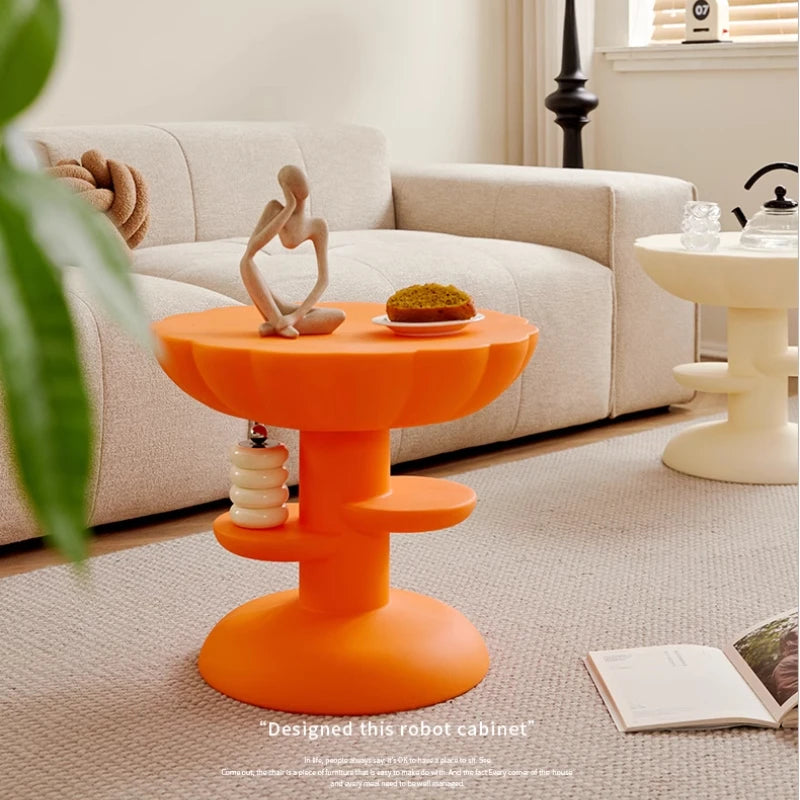 Cream Style Creative Flower Coffee Table Simple Double Storage Tray Edge Table Living Room Decoration Bedroom Bedside Cabinet