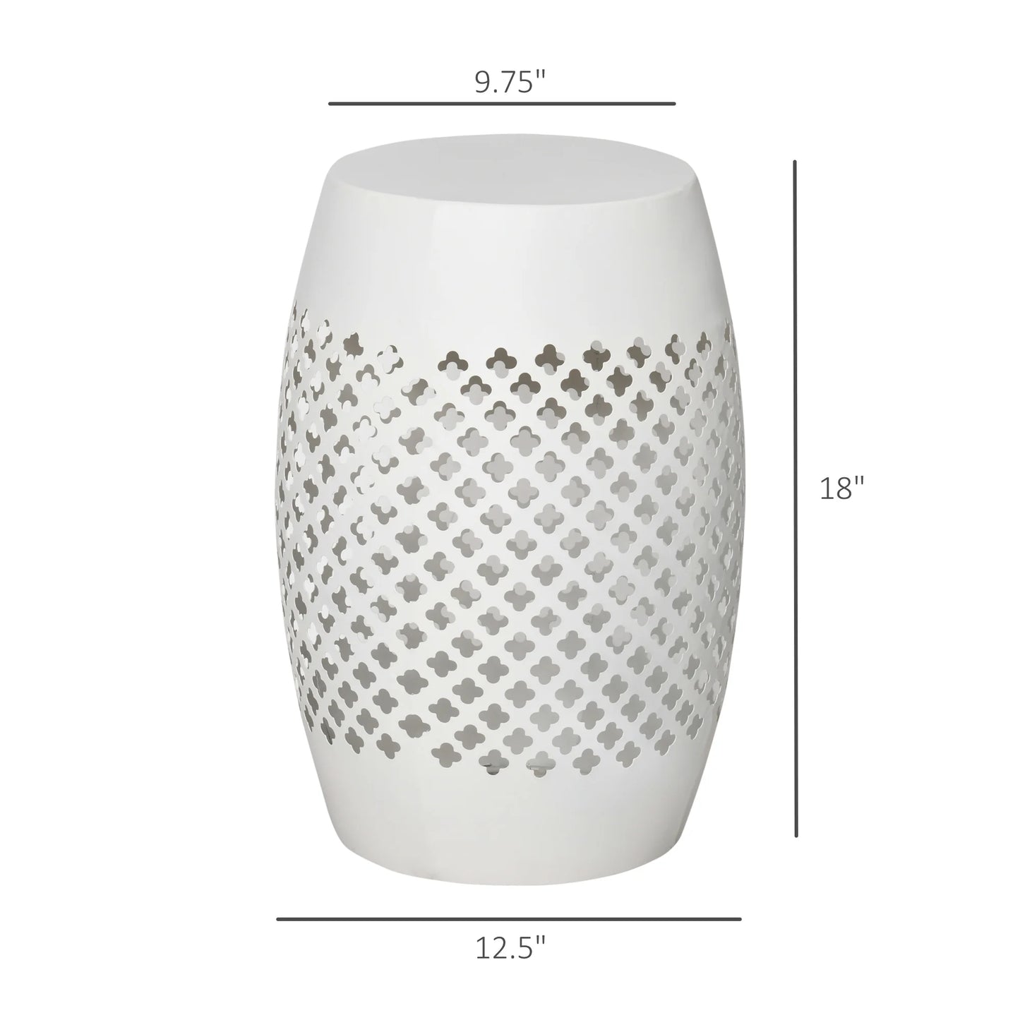 Outdoor & Indoor Garden Steel Round Accent Table W/Hollow Drum Design, White