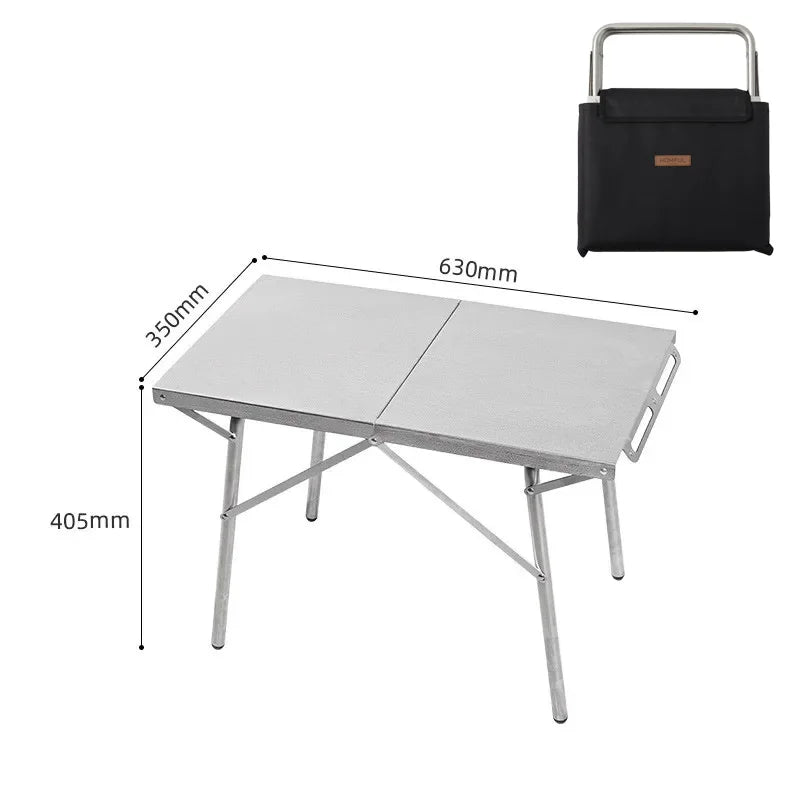 Outdoor camping folding table, portable stainless steel picnic table, leisure barbecue heat-resistant table, new product