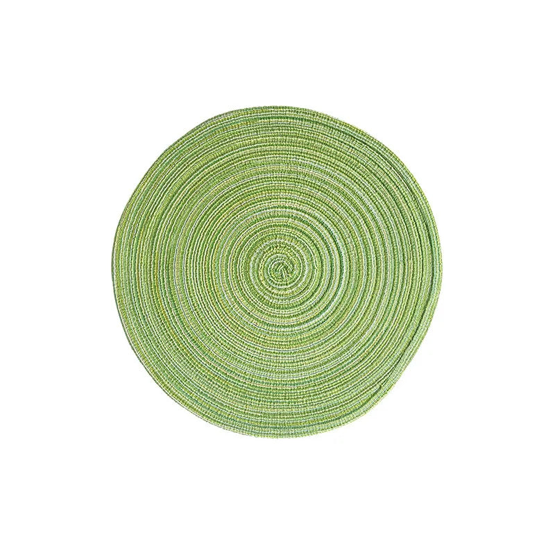 Nordic Style Cotton Yarn Dinner Placemat Round Ramie Woven Cup Mat Heat Insulation Plate Mat Anti-scald Non-Slip Coaster Cup Mat