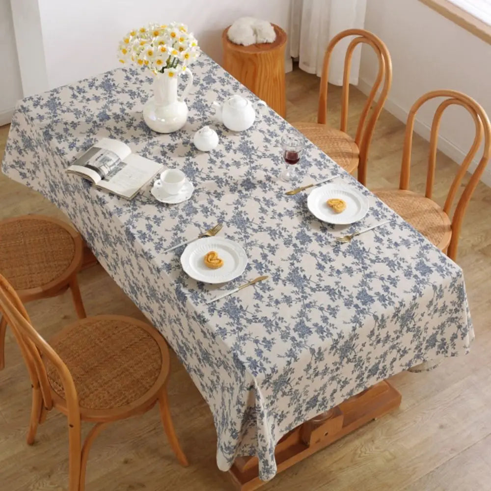 Cotton Small Round Table Cloth BlueTable Cloth Circle/Square Floral Tablecloth Home