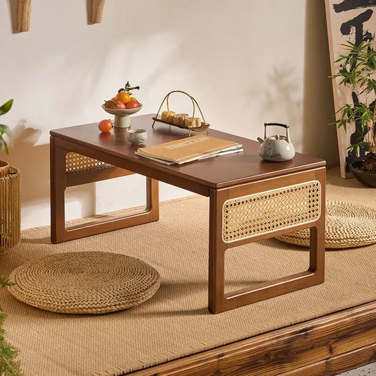 Foldable Bamboo Tea Table Minimalist Floor-Standing Low Coffee Table Multi-Purpose Tatami Desk Compact and Stylish Laptop Tables