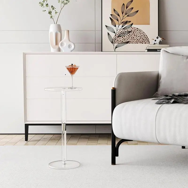 Acrylic Transparent Coffee Clear Drink Table Small Round End Modern Living Room bedside Table Acrylic desk Home Decorations